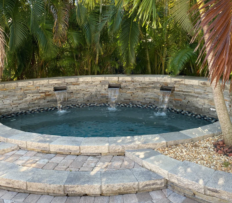 newly build small exterior pool surrounded by palm trees gibsonton fl